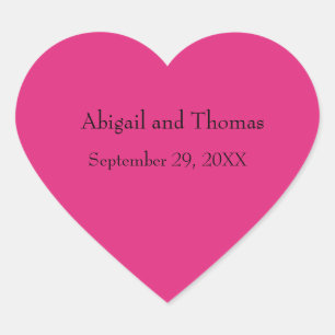 Personalised Hot Pink Heart Stickers for Wedding
