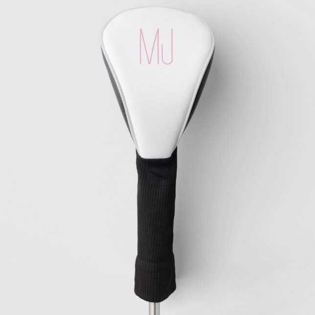 Personalised Hot Pink Initials Monogram Modern  Golf Head Cover (Front)