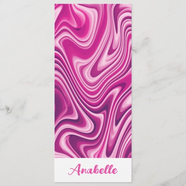 Personalised Hot Pink Liquid Marble Bookmark (Front)