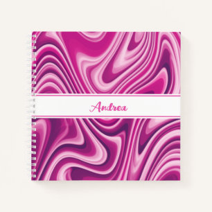 Personalised Hot Pink Liquid Marble Notebook