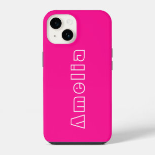 Personalised Hot Pink Monogram Name iPhone 14 Case