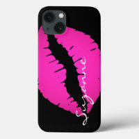 Personalised Hot Pink Ombre Lipstick Black
