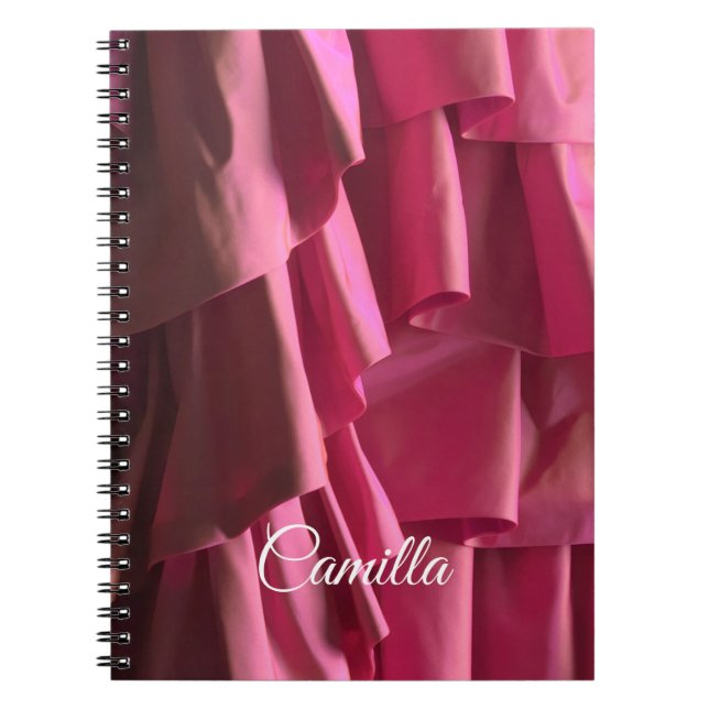 Personalised Hot Pink Ruffles Modern Pattern Notebook (Front)