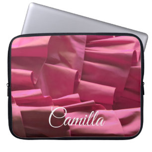 Personalised Hot Pink Ruffles Pattern Girly Name Laptop Sleeve