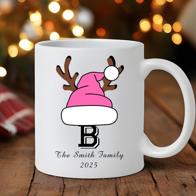 Personalised Hot Pink Santa Hat Monogram Christmas Coffee Mug (Personalized Hot Pink Santa Hat Monogram Christmas Coffee Mug
)