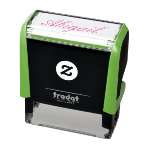 Personalised Hot Pink Script Name Self-inking Stamp