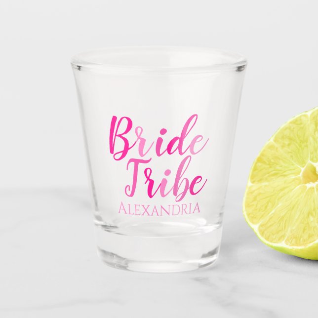 Personalised Hot Pink Typography Bachelorette Part Shot Glass (Front)