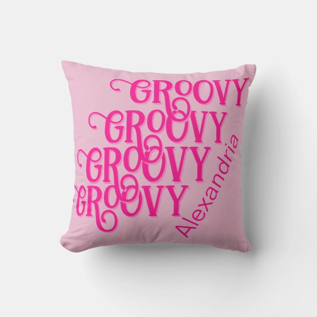 Personalised Hot Pink Typography Cushion (Front)