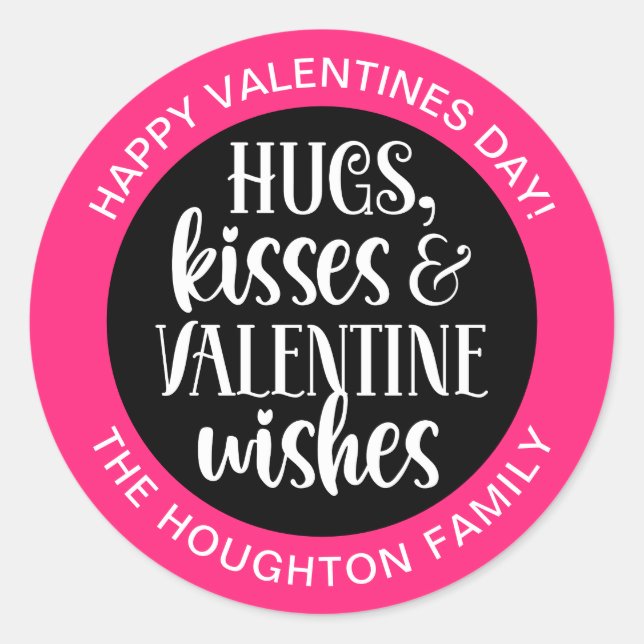 Personalised Hot Pink Valentine Sticker (Front)