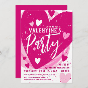 Personalised Hot Pink Valentine's Dinner Party  Invitation