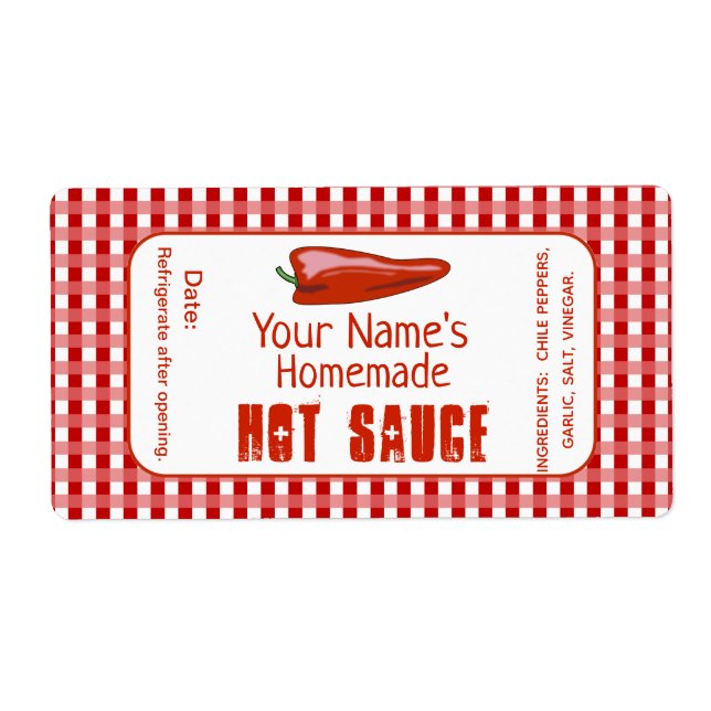 Personalised Hot Sauce Labels Custom Homemade Food (Front)