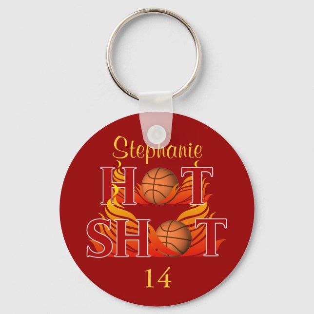 Personalised Hot Shot Name and Number Keychain (Front)