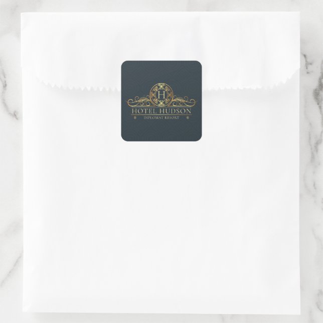 Personalised Hotel Business Luxury Square Sticker (Bag)
