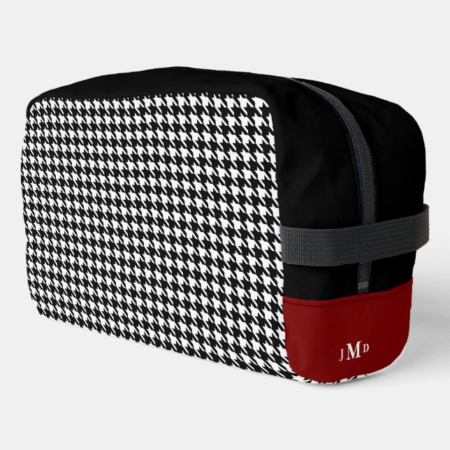 Personalised Houndstooth Dopp Kit (Left Corner)