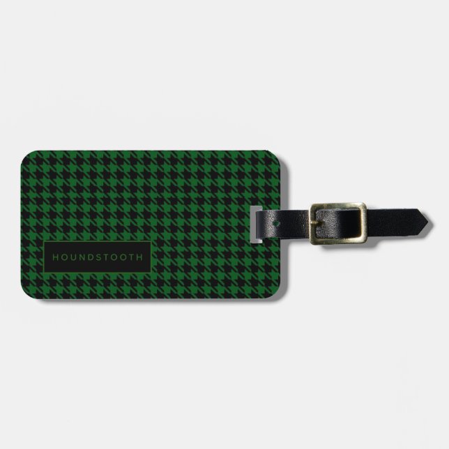 Personalised Houndstooth Green Black Him Luggage Luggage Tag (Front Horizontal)