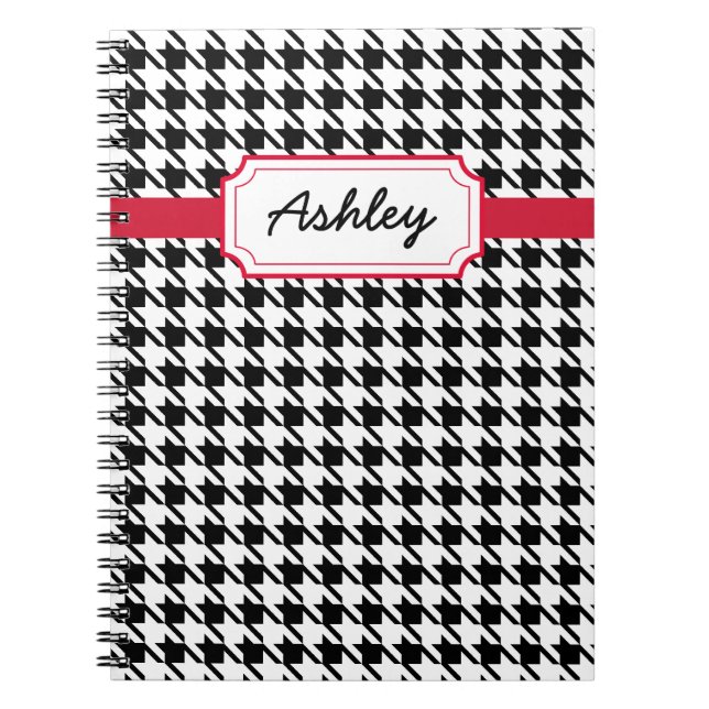 Personalised Houndstooth Journal School Notebook (Front)