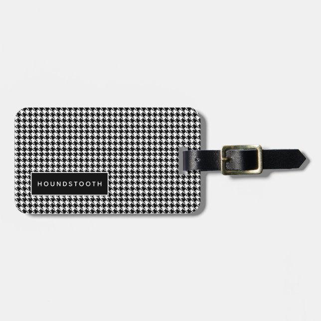 Personalised Houndstooth Luggage Tag Men Him (Front Horizontal)