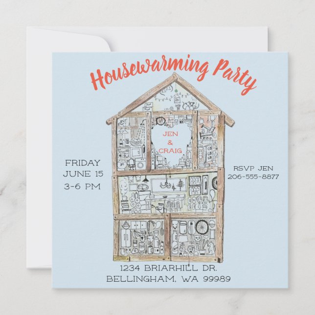 Personalised Housewarming Party invitation (Front)