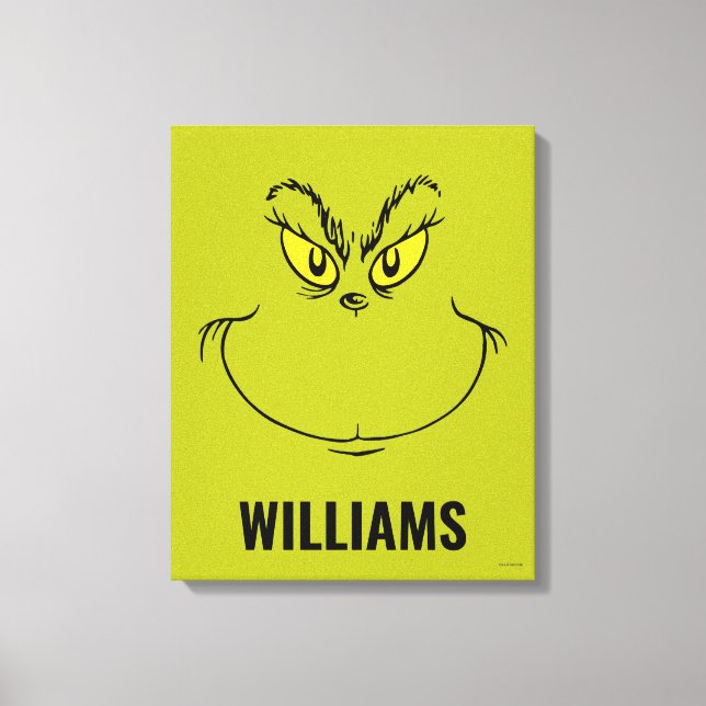 Personalised How Grinch Stole Christmas Face Canvas Print (Front)