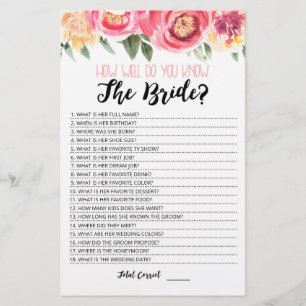 Personalised How well do you know the Bride game