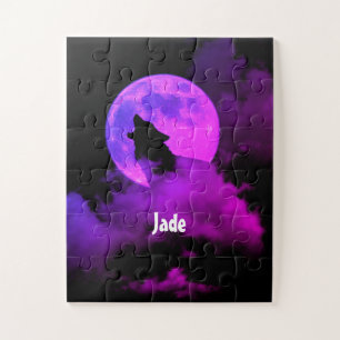 Personalised howling wolf jigsaw puzzle
