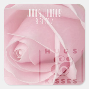 Personalised Hugs and Kisses Rose Wedding Stickers