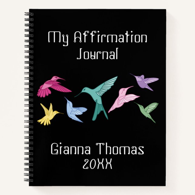 Personalised Hummingbird Affirmation Journal (Front)