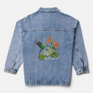 Personalised Hummingbird and Flowers Denim Jacket