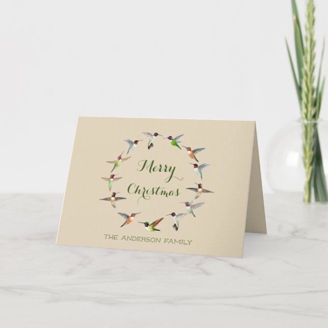 Personalised Hummingbird Christmas Card (Front)