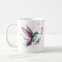 Personalised Hummingbird Floral Serving Mug