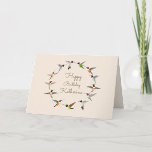 Personalised Hummingbird Happy Birthday Card
