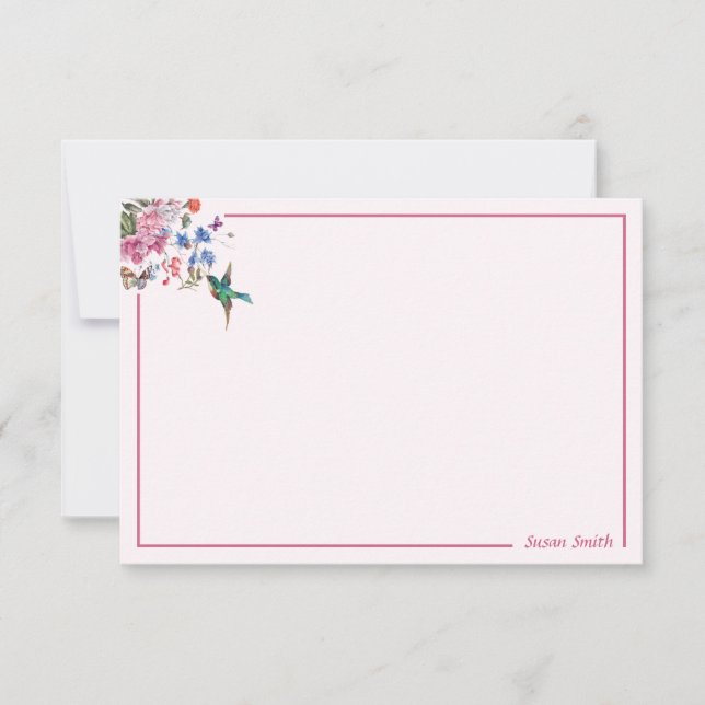 Personalised Hummingbird Note Cards 3.5 x 5 (Front)