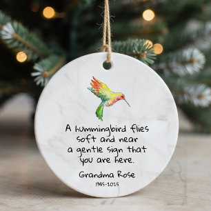 Personalised Hummingbird Saying Memorial Ceramic Tree Decoration