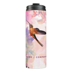 Personalised Hummingbird Watercolor Bottle Flask