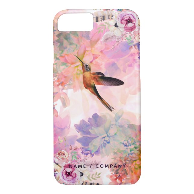 Personalised Hummingbird Watercolor iPhone Case (Back)
