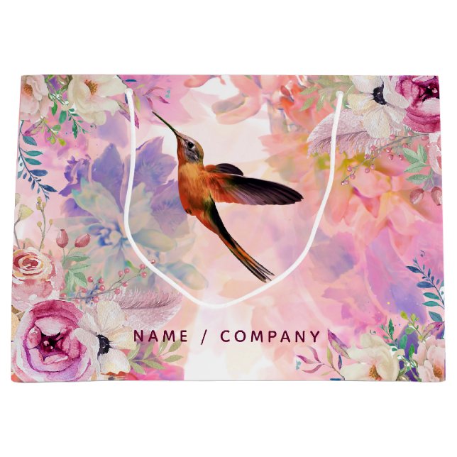 Personalised Hummingbird Watercolour Gift Bag (Front)