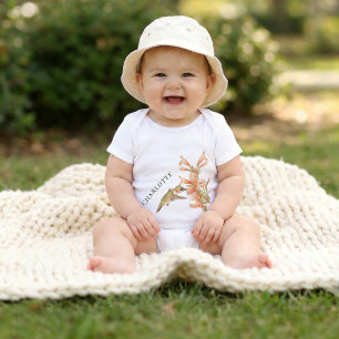 Personalised Hummingbird Wildflower Botanical Baby Bodysuit