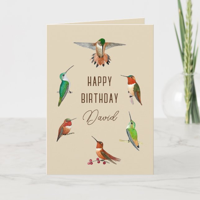Personalised Hummingbirds Birthday Card (Front)