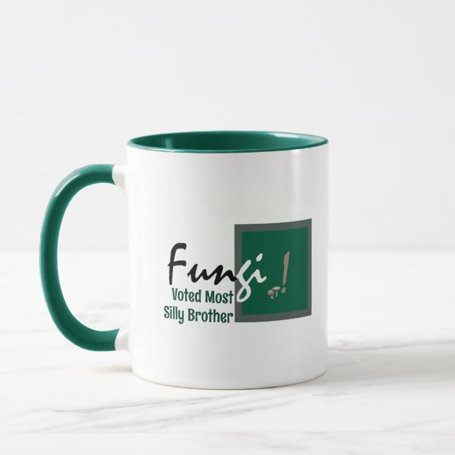 Personalised Humourous Brother, Fungus Mushroom Pu Mug (Left)