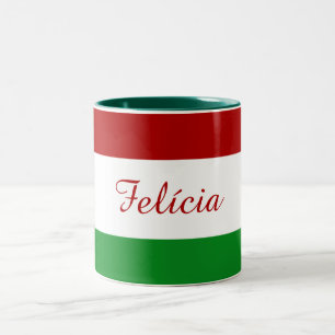 Personalised Hungarian Flag Two-Tone Coffee Mug