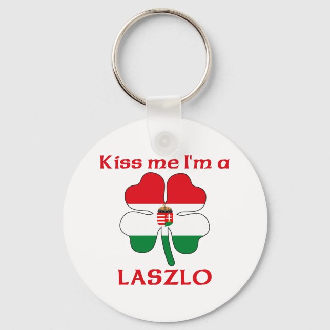 Personalised Hungarian Kiss Me I'm Laszlo Key Ring (Front)