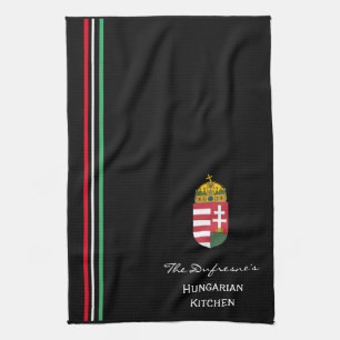 Personalised Hungarian Kitchen w/Coat of Arms Tea Towel