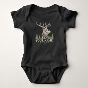 Personalised Hunter Deer Elk Antler Hunting Club Baby Bodysuit