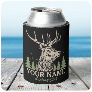 Personalised Hunter Deer Elk Antler Hunting Club  Can Cooler