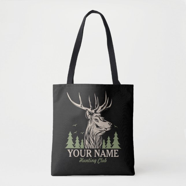 Personalised Hunter Deer Elk Antler Hunting Club  Tote Bag (Front)
