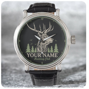 Personalised Hunter Deer Elk Antler Hunting Club Watch