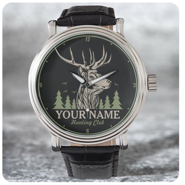 Personalised Hunter Deer Elk Antler Hunting Club Watch (Creator Uploaded)