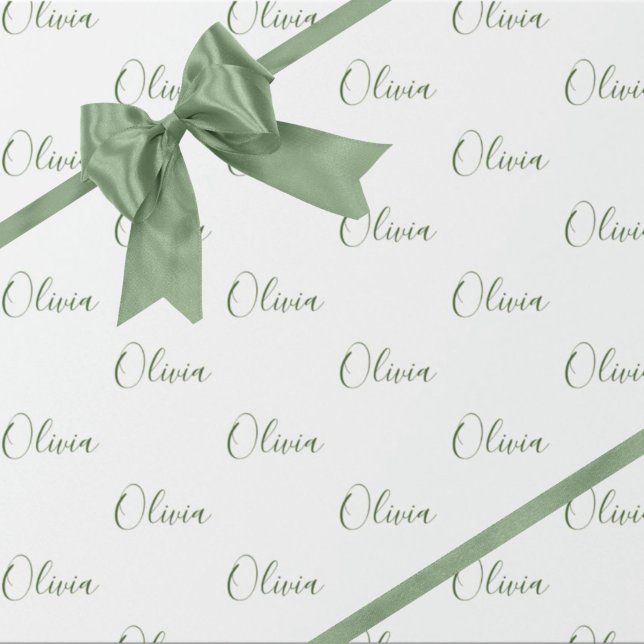 Personalised Hunter Green Elegant Name Wrapping Paper (Creator Uploaded)