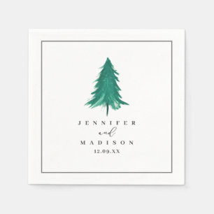 Personalised Hunter Green Winter Wedding  Napkin