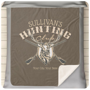 Personalised Hunter NAME Deer Rifle Hunting Club Sherpa Blanket